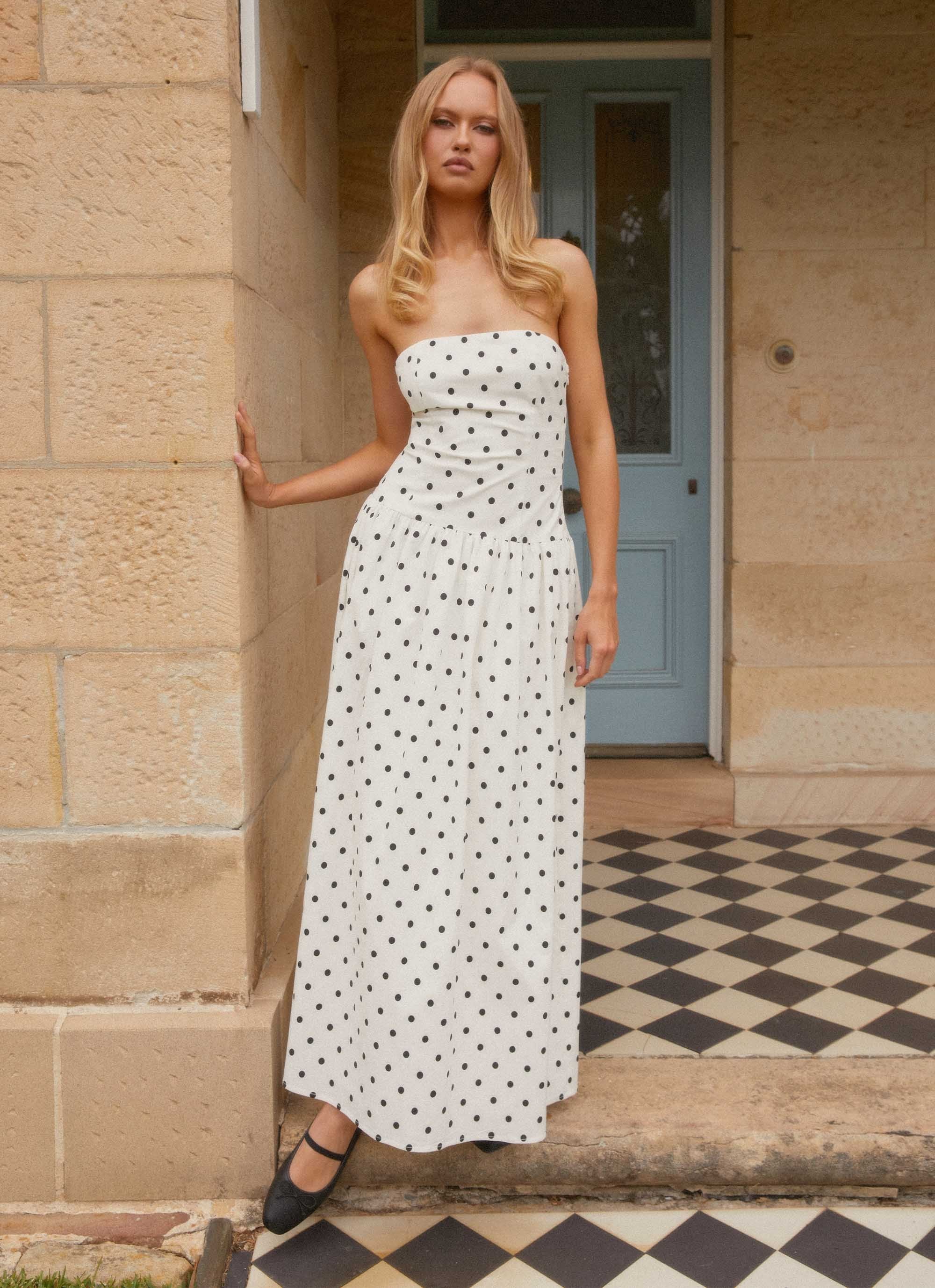 Andorra Maxi Dress - White Polkadot - Image 2