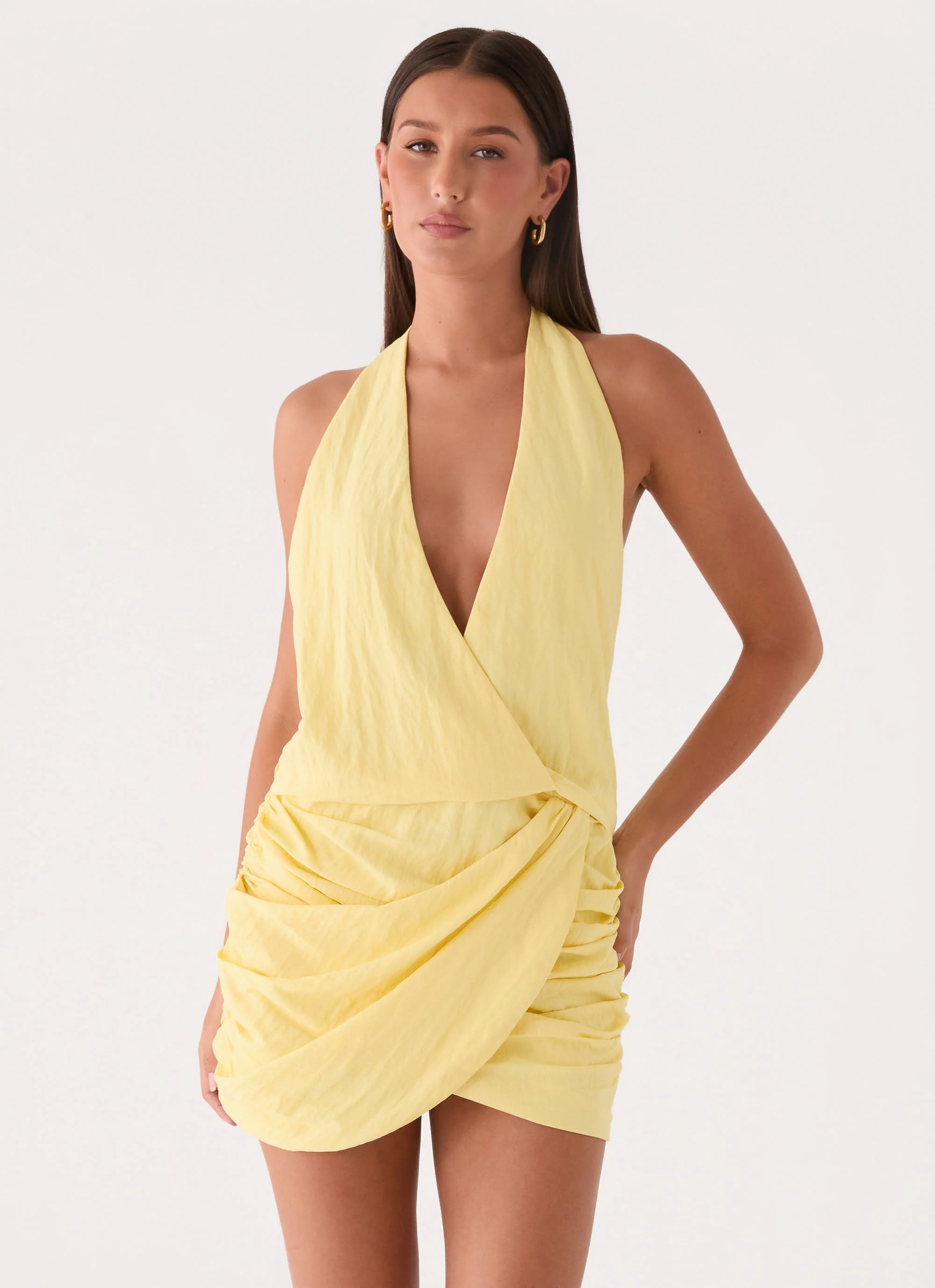 Asla Halter Mini Dress - Bright Lemon - Image 7