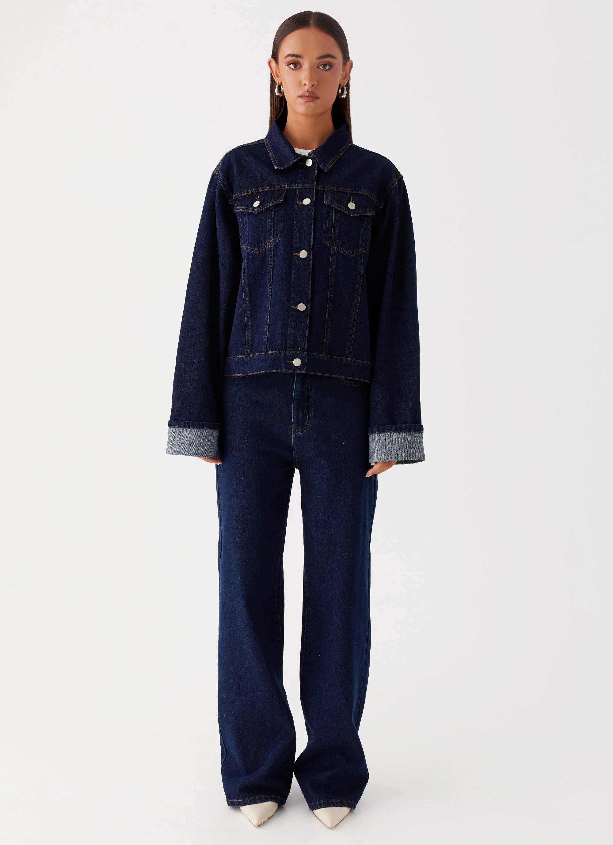 Back Again Oversized Denim Jacket - Blue - Image 7