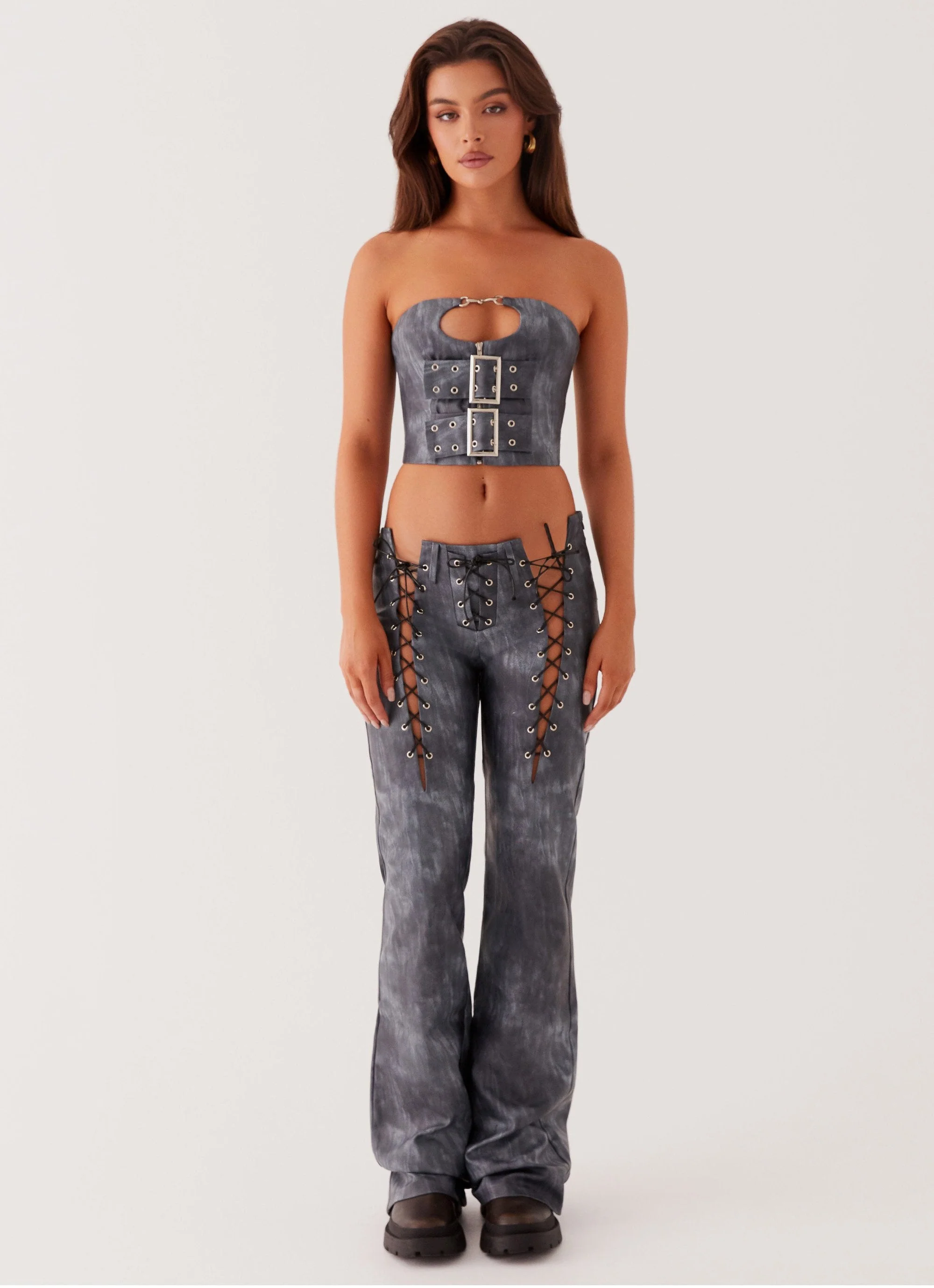 Better When I'm Dancing Lace Up Pants - Graphite - Image 2