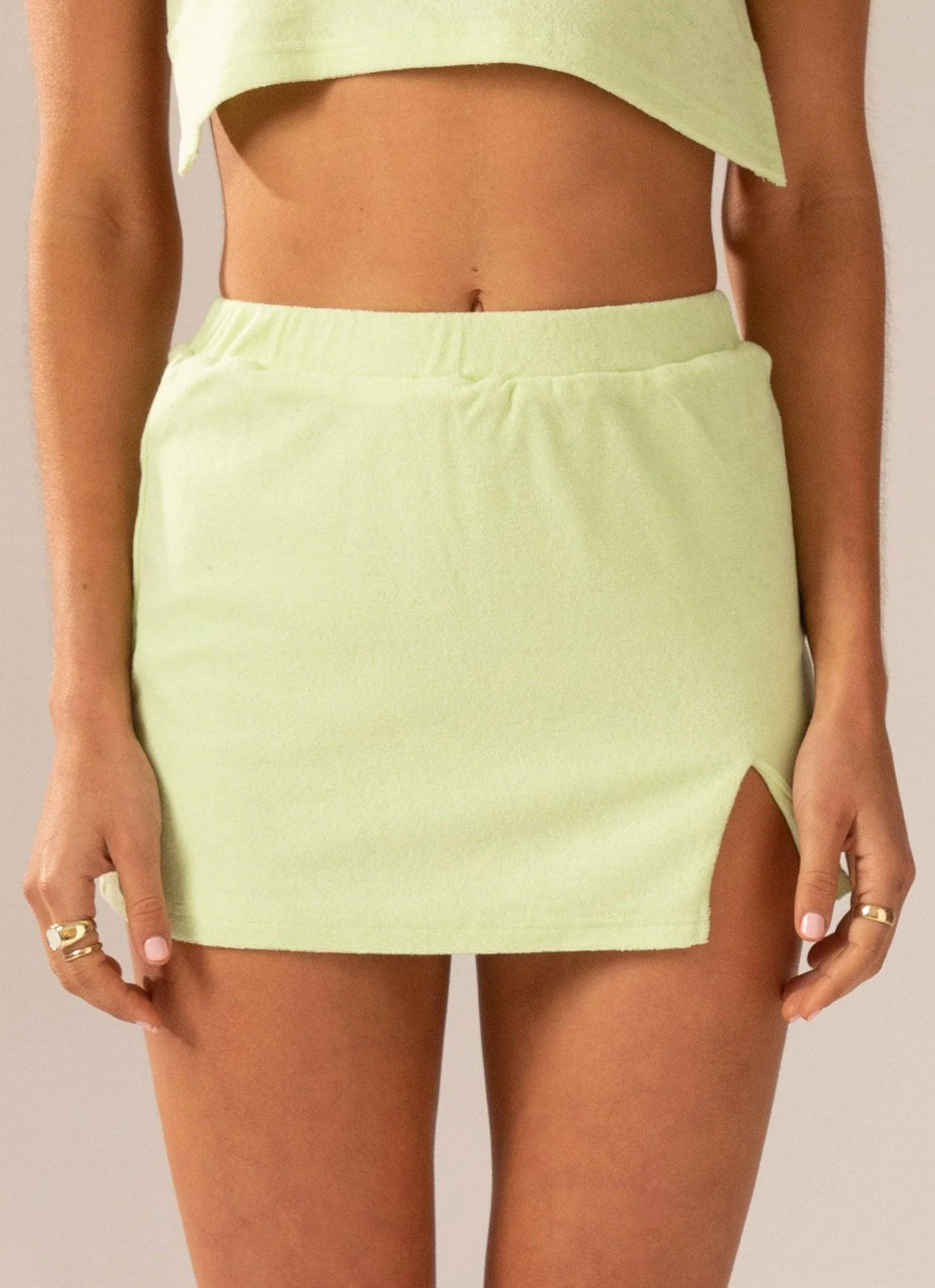 Changing Seasons Terry Mini Skirt - Lime Green - Image 2