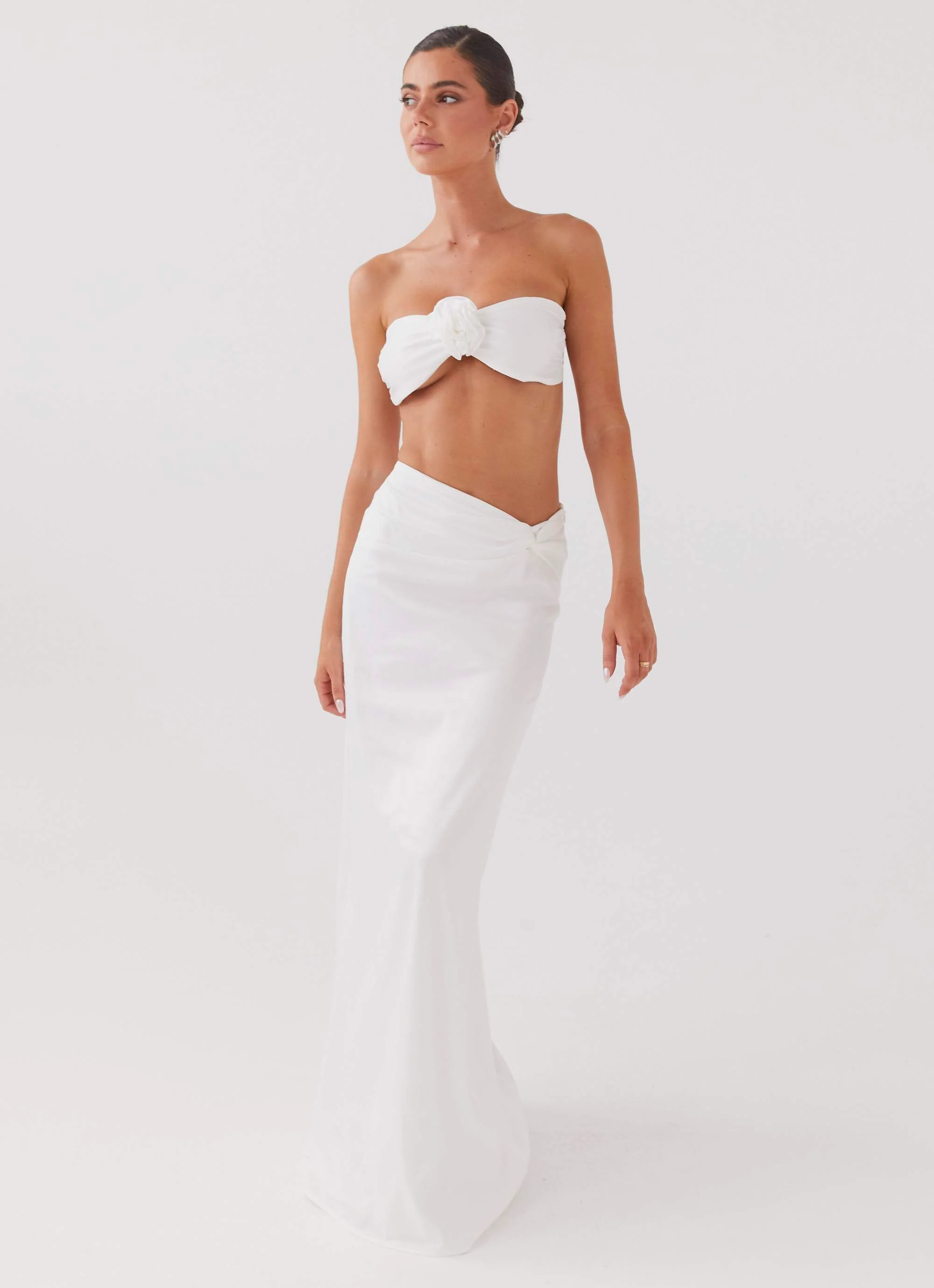 Crescent Light Twist Maxi Skirt - Ivory
