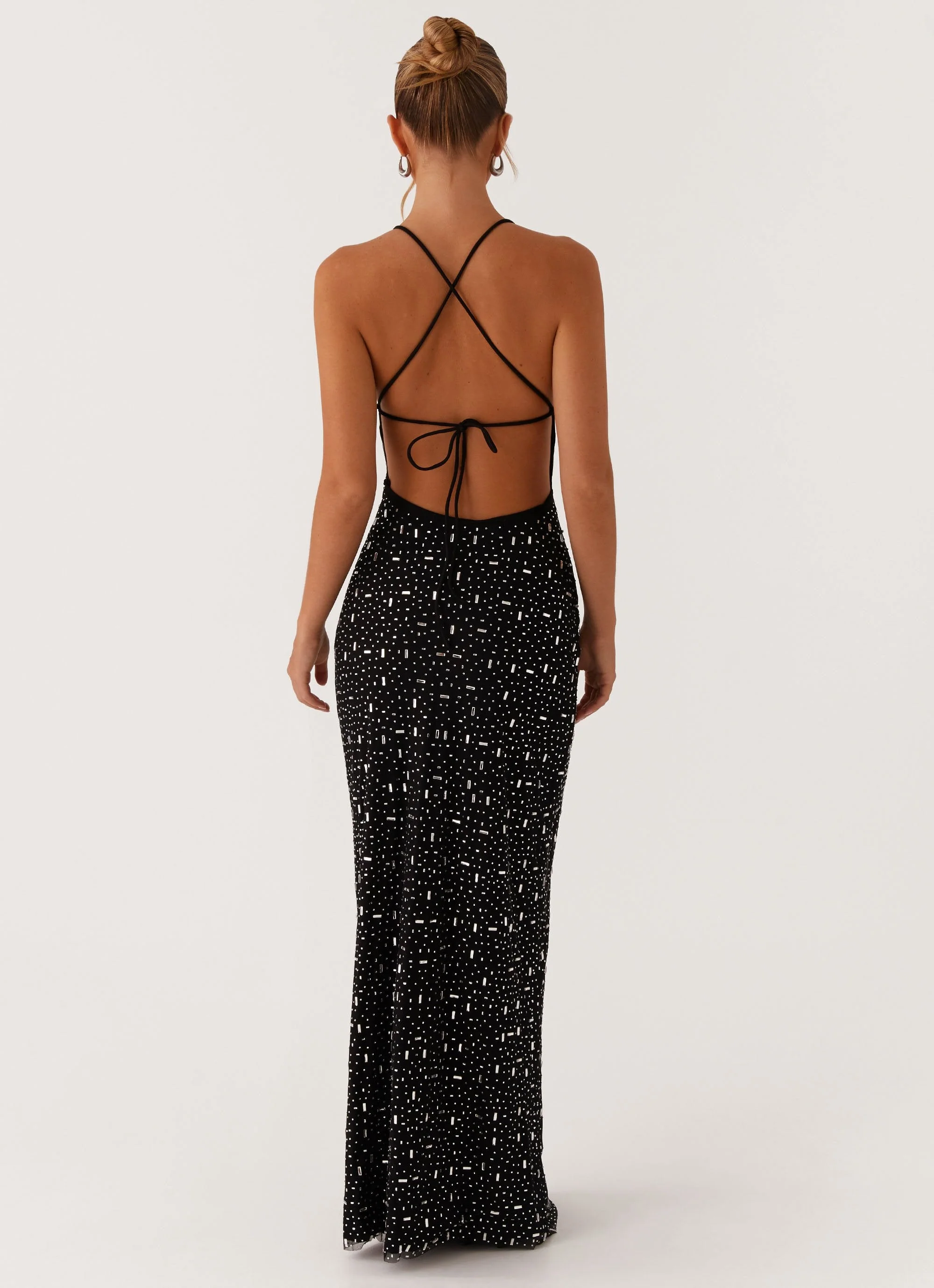 Cressida Rhinestone Mesh Maxi Dress - Black - Image 2