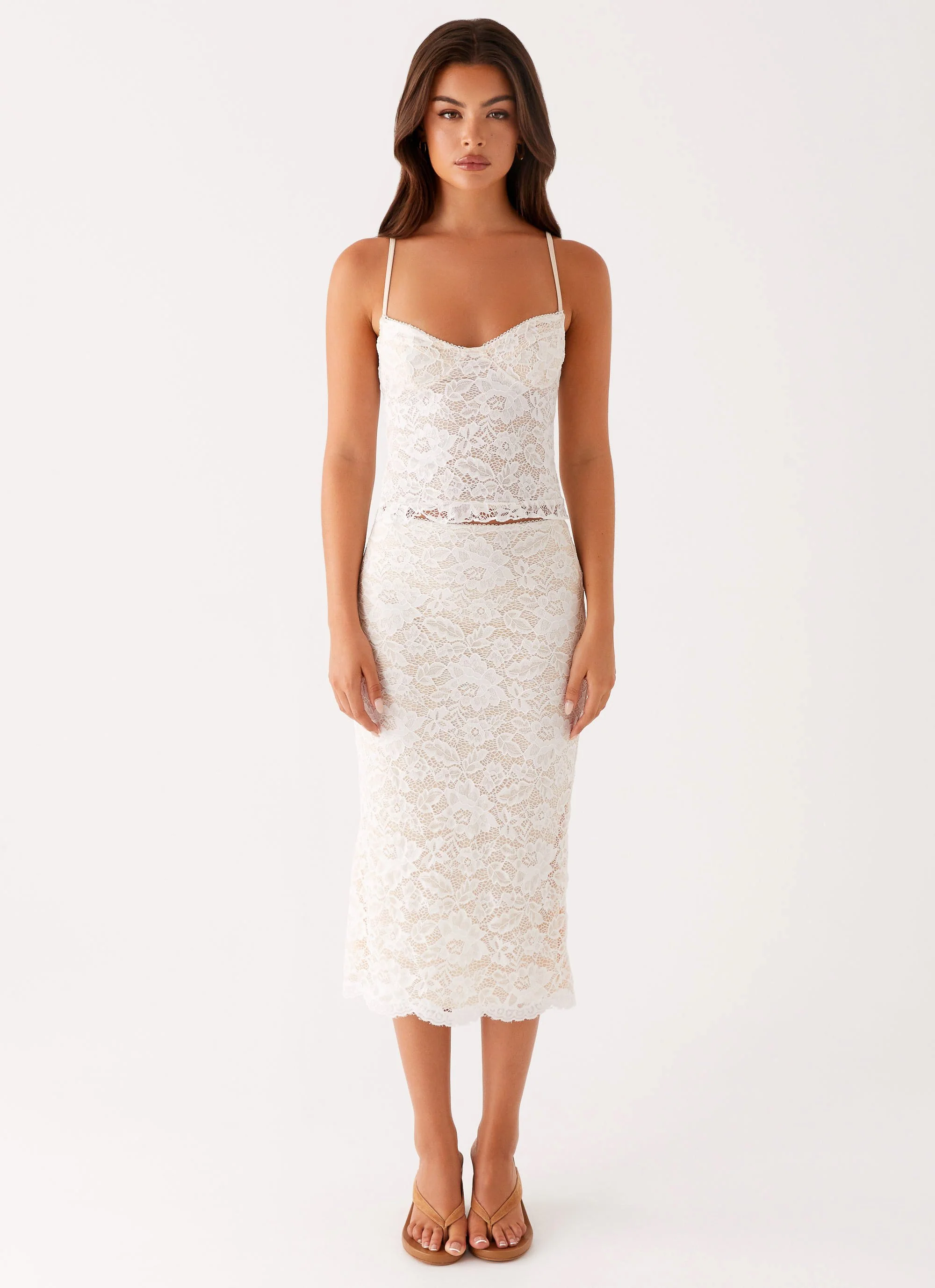Crystal Clear Lace Midi Skirt - Ivory - Image 2