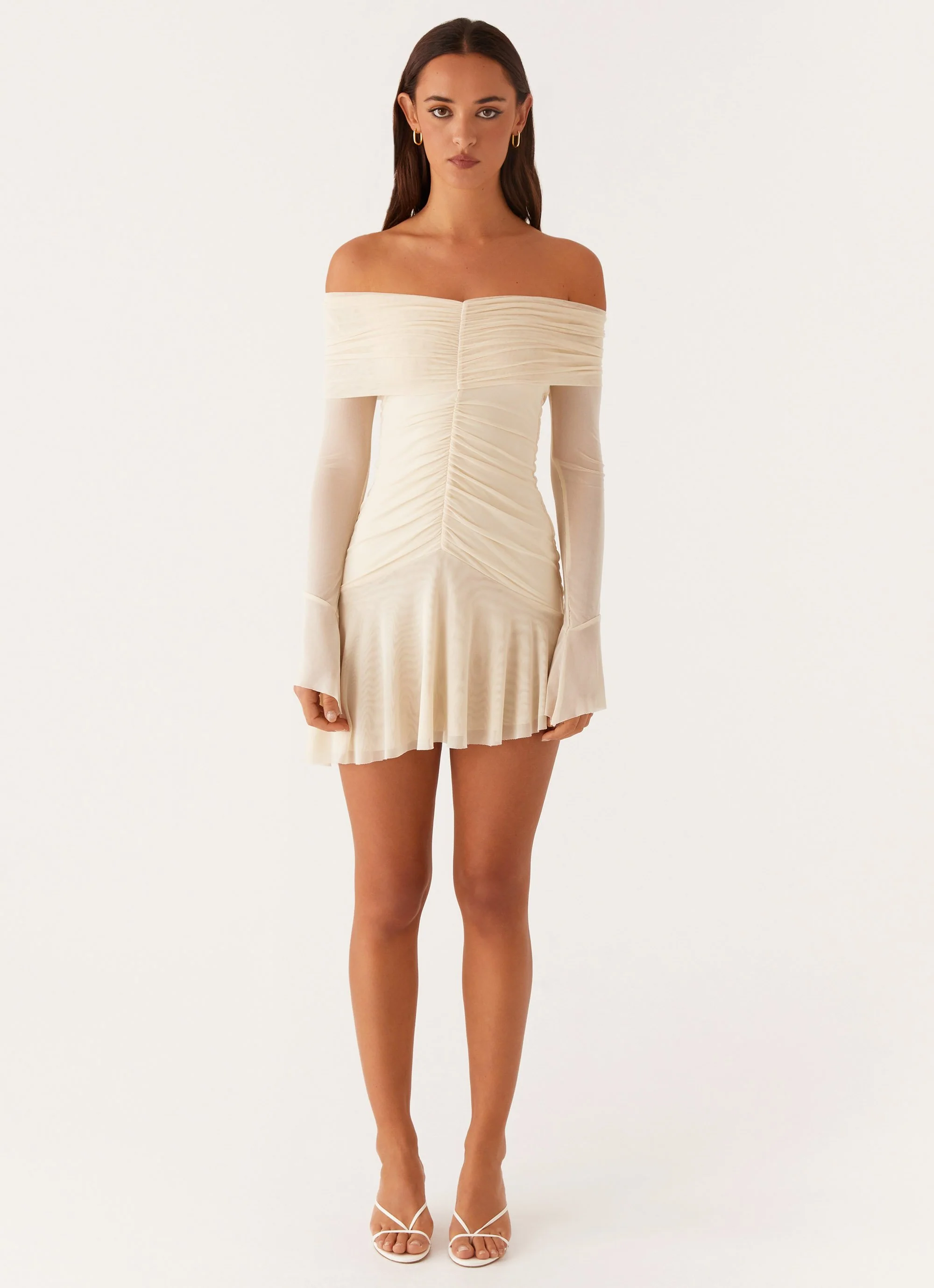 Ellis Ruched Mini Dress - Pastel Yellow - Image 2