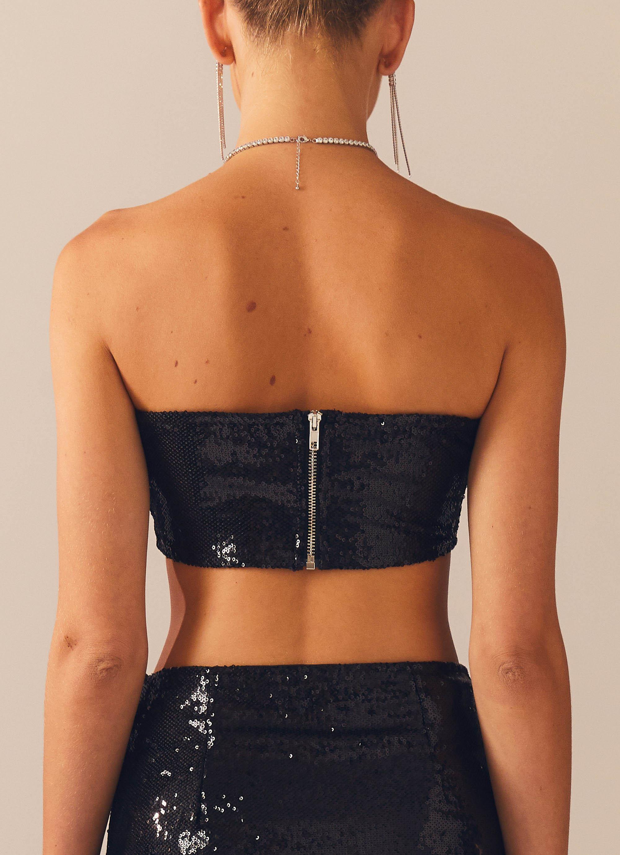 Emma Sequin Bustier - Black - Image 5
