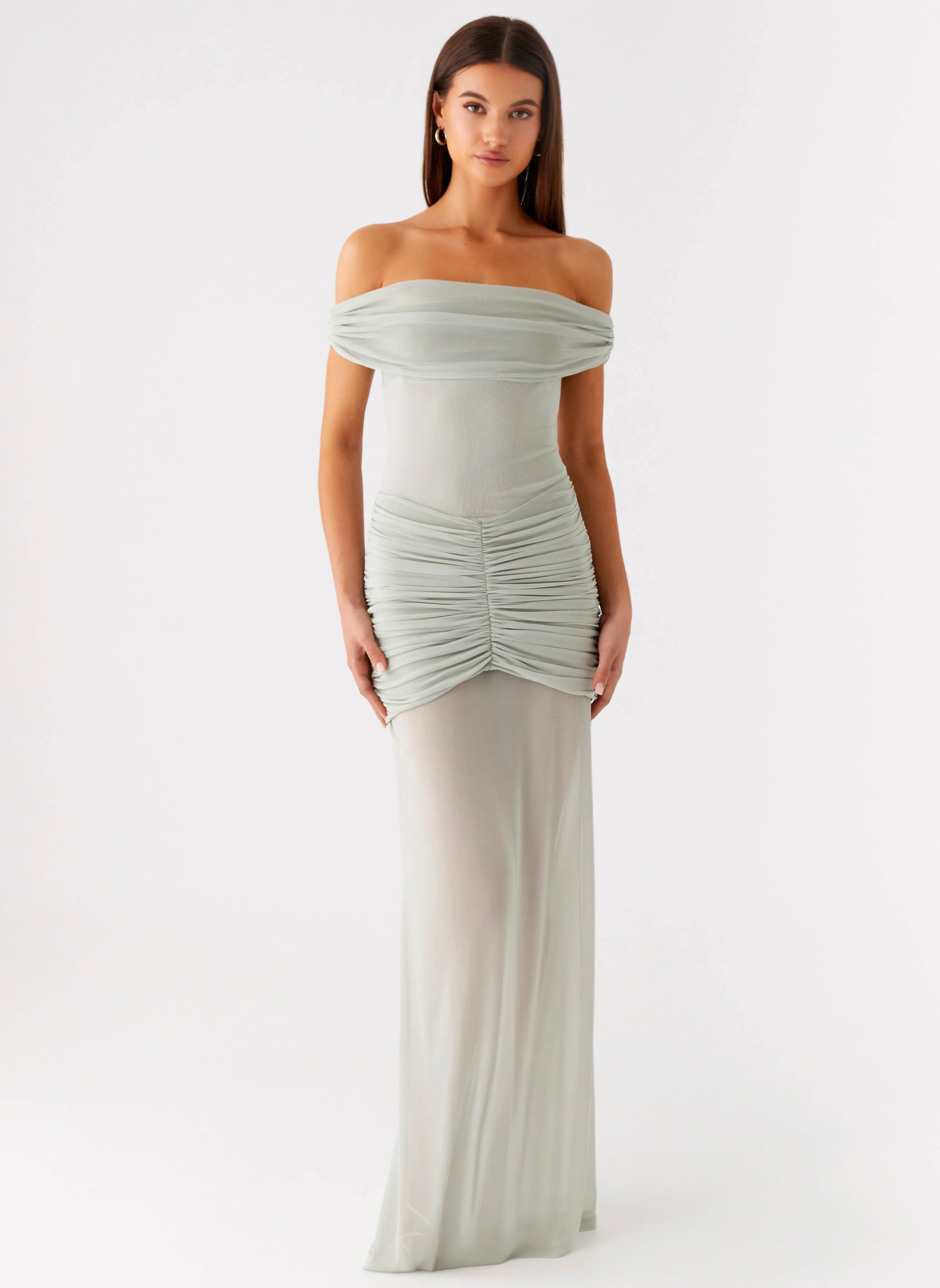 Eyllin Off Shoulder Maxi Dress - Sage