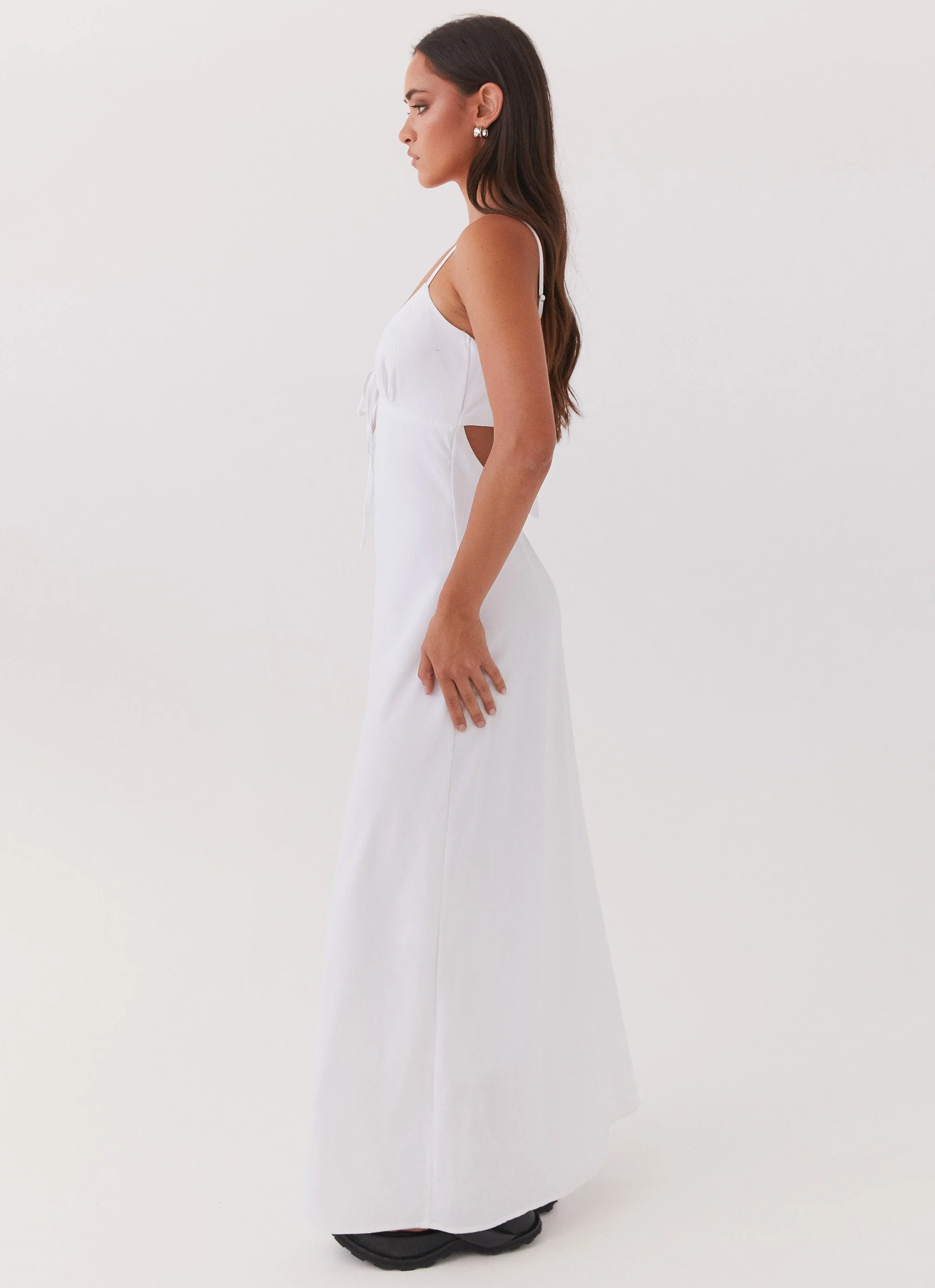 Flora Linen Maxi Dress - White - Image 2