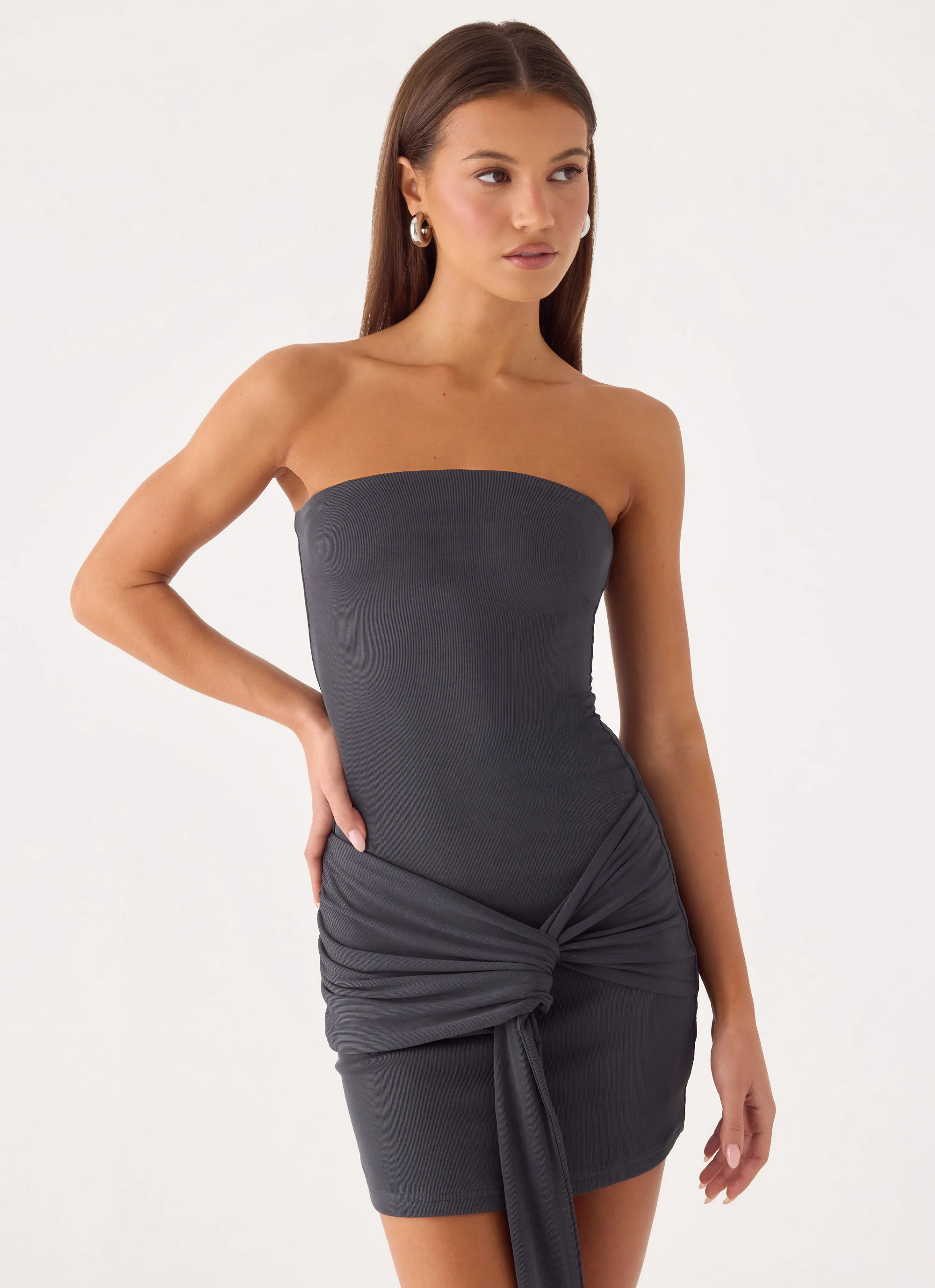 Jiliana Strapless Mini Dress - Charcoal - Image 6