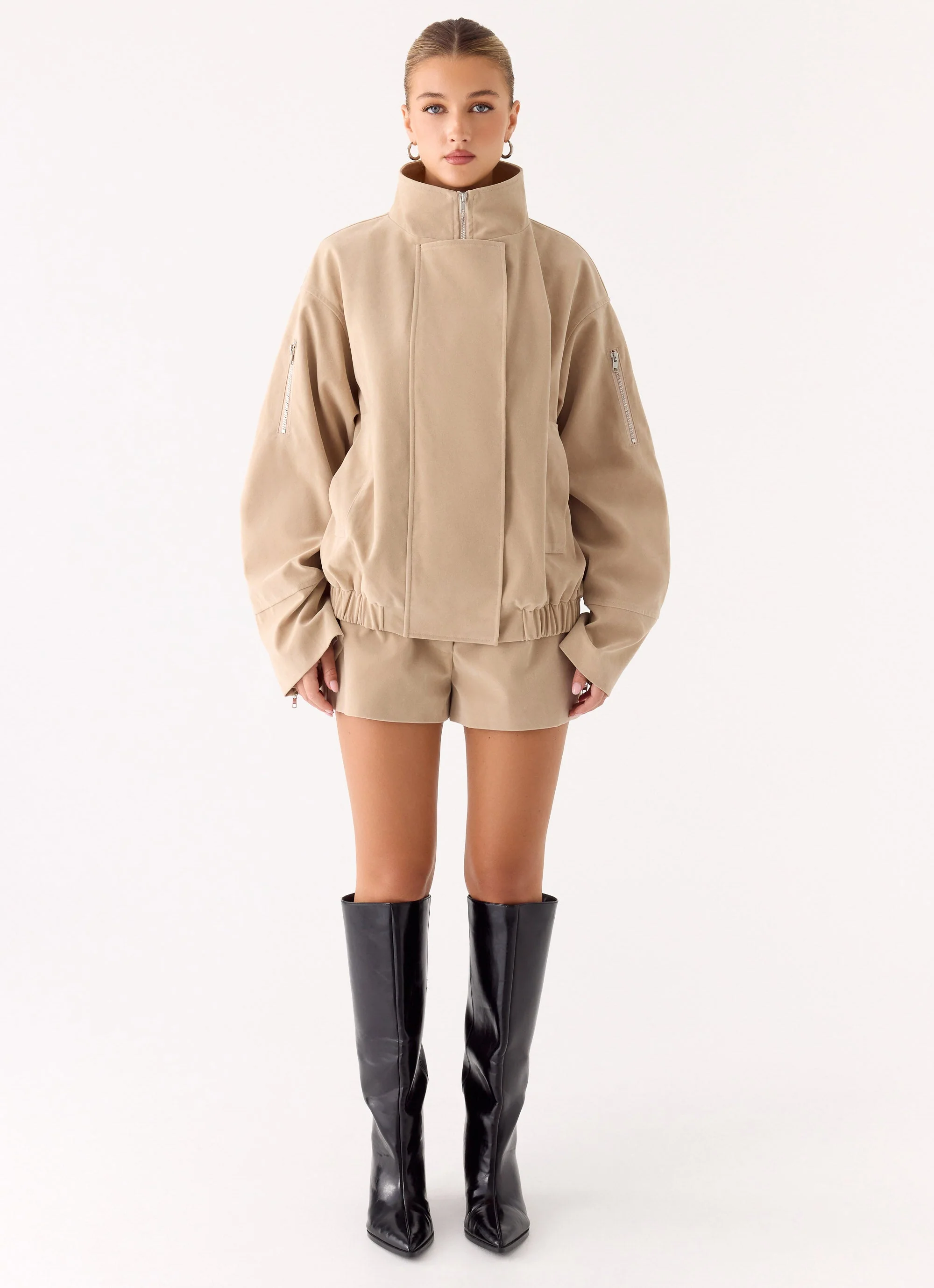 Marlow Faux Suede Jacket - Cream
