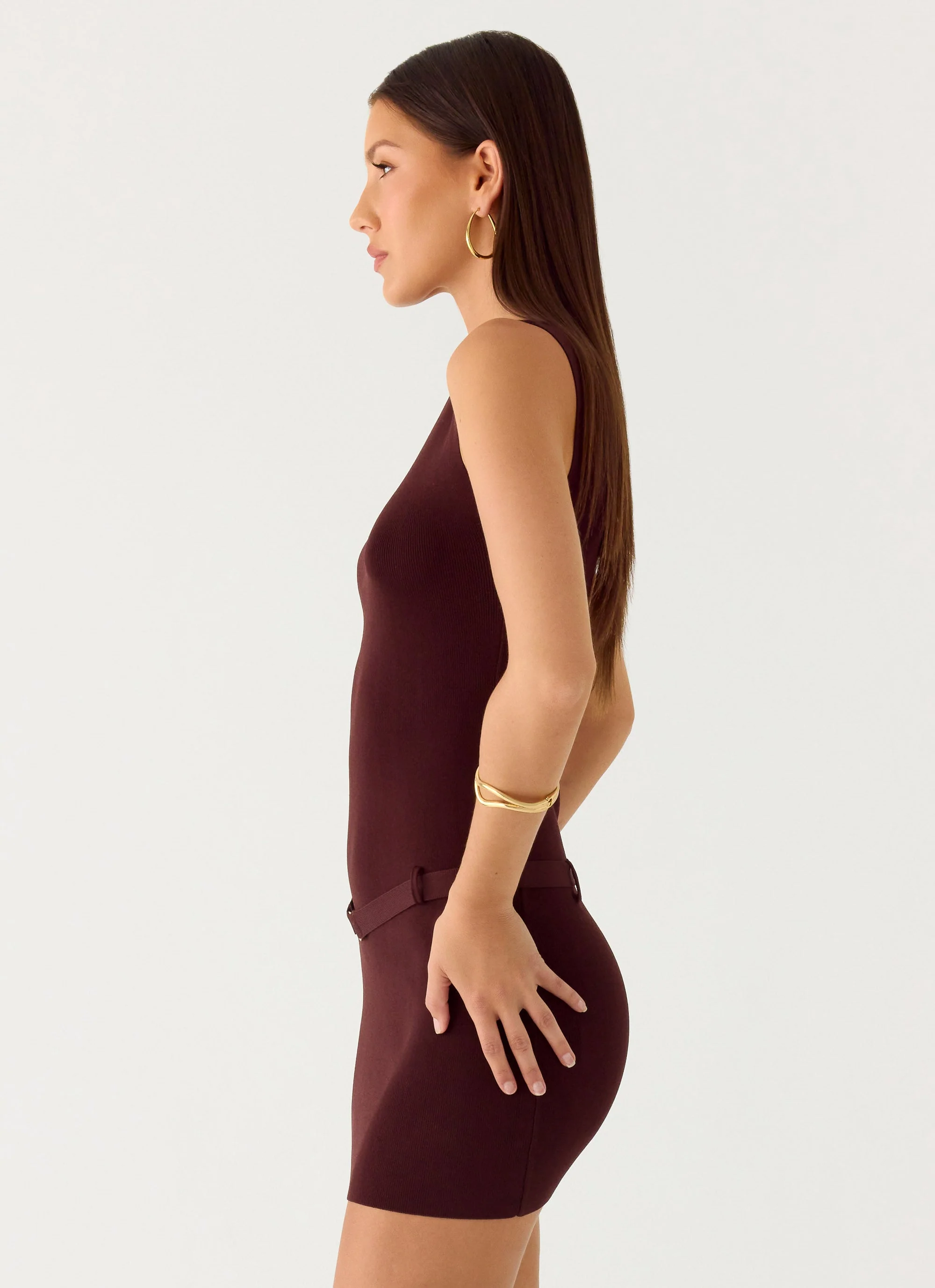 Masterplan Knit Mini Dress - Chocolate - Image 2
