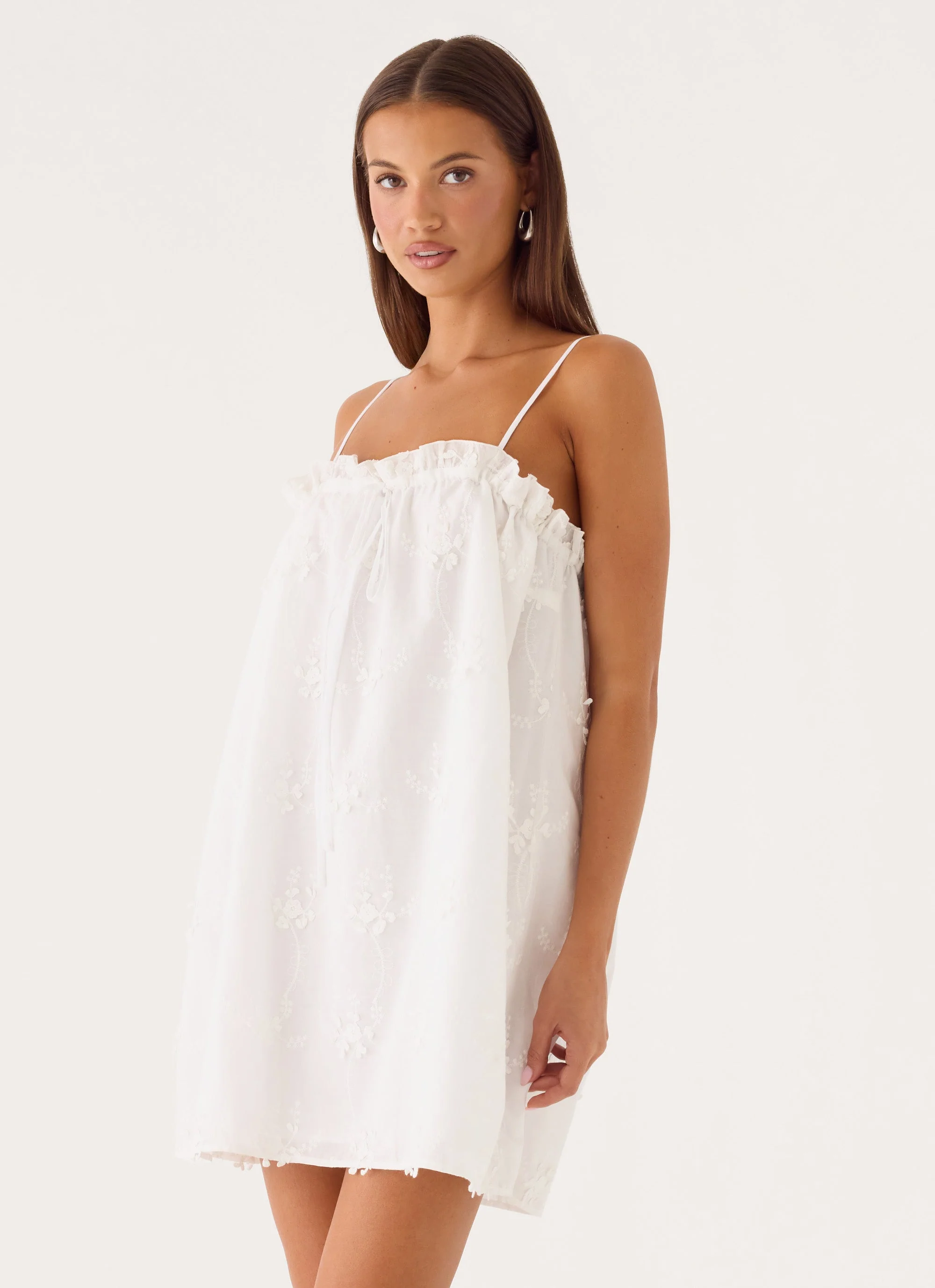 Mianna Cotton Mini Dress - White - Image 4