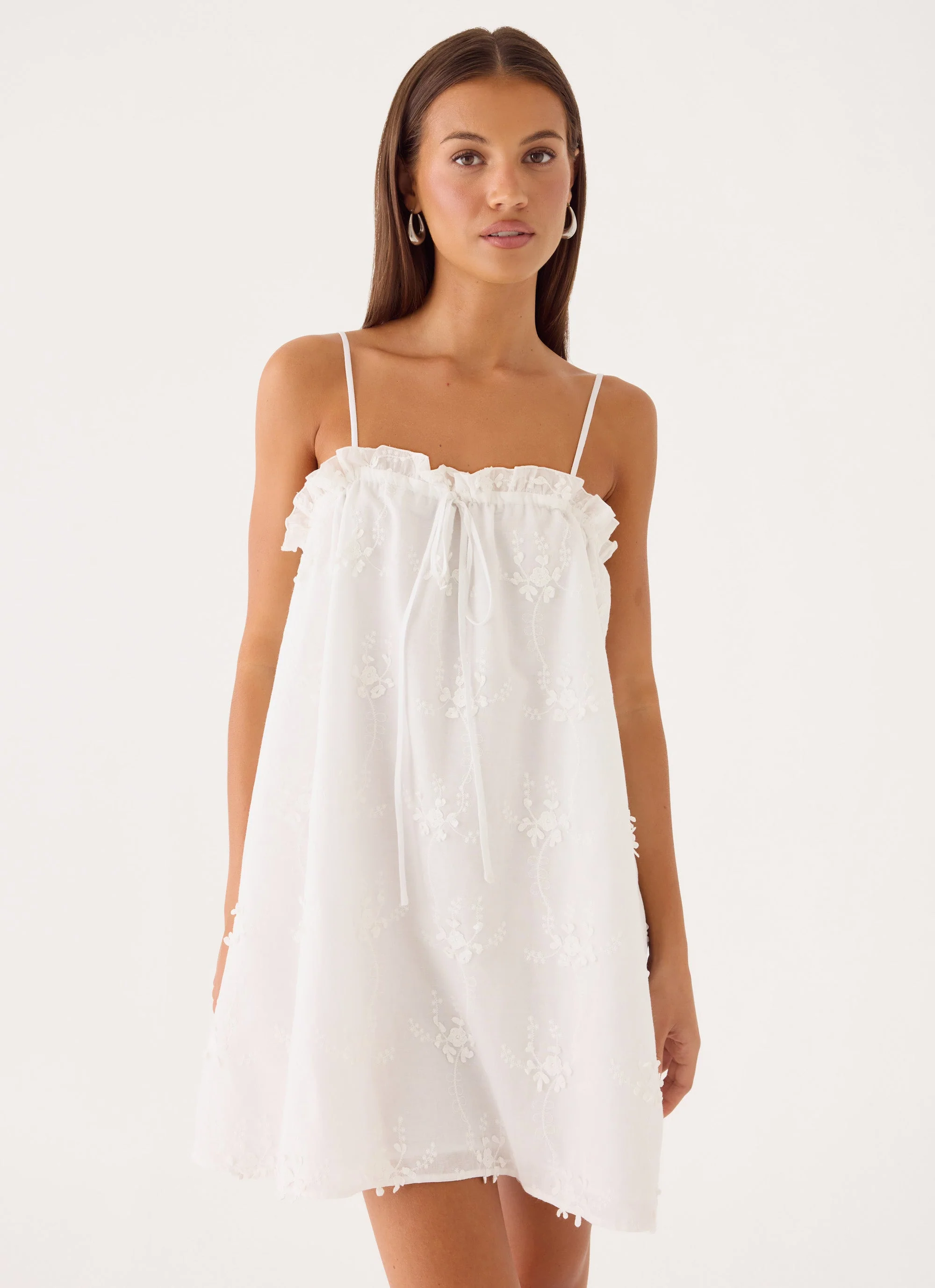 Mianna Cotton Mini Dress - White - Image 5