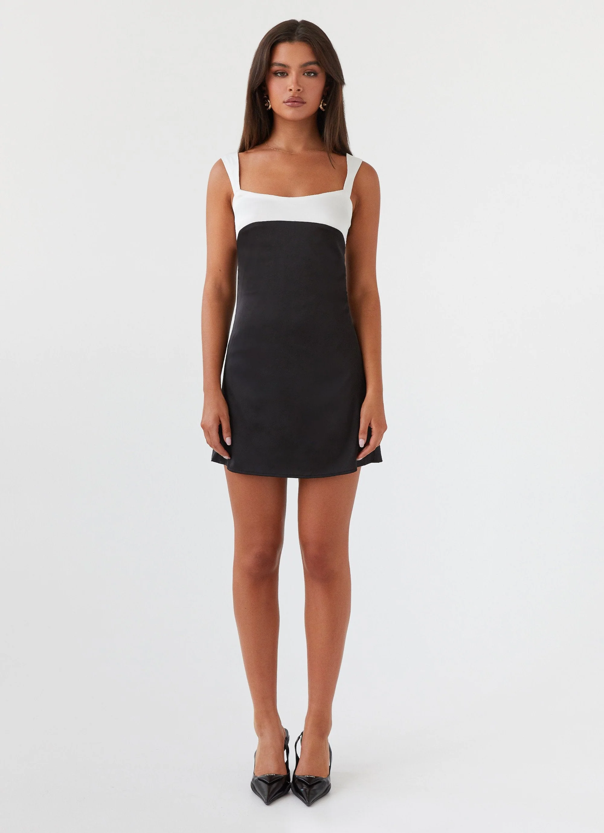 Odette Satin Mini Dress - Onyx - Image 2