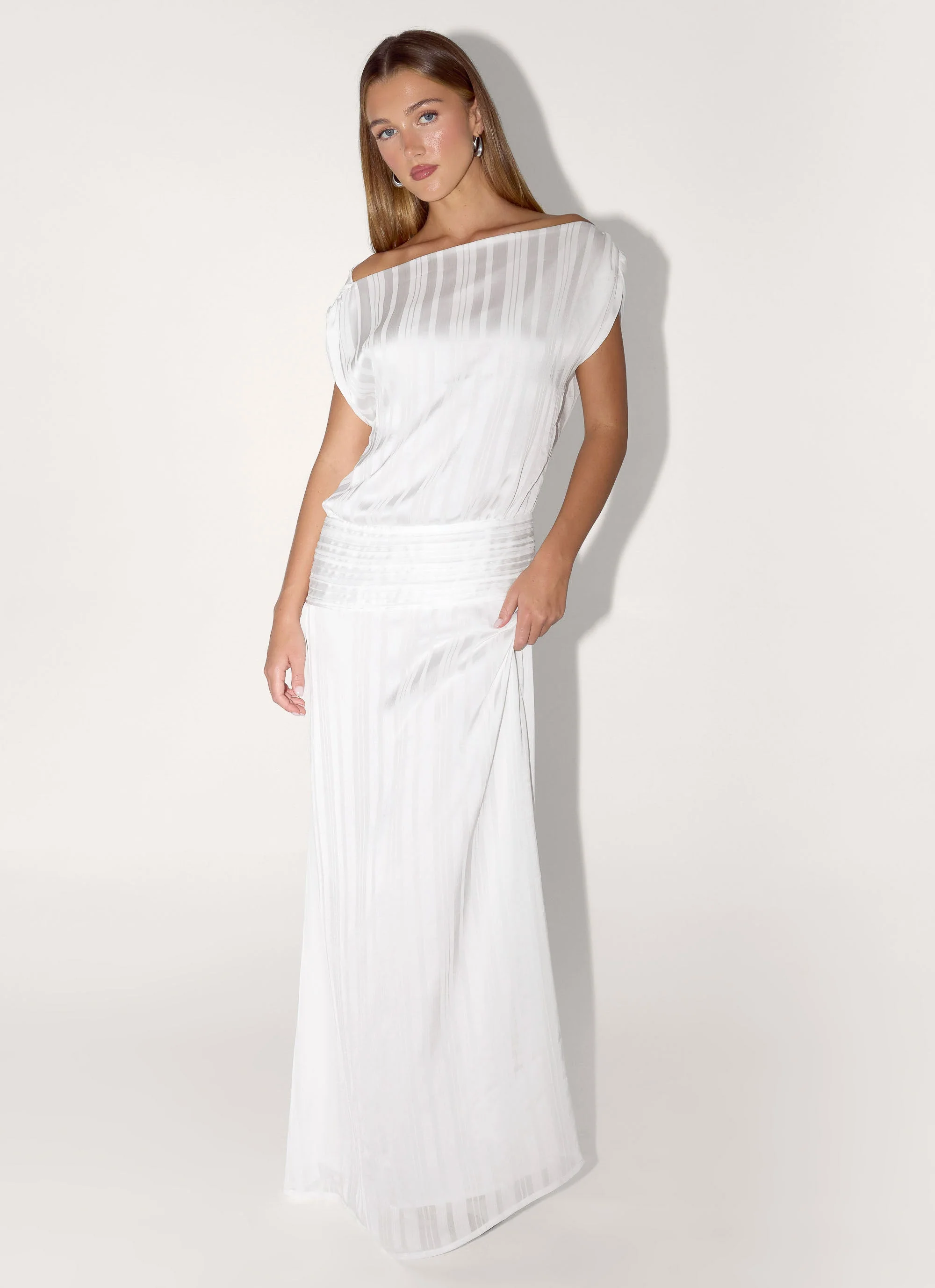 Rexi One Shoulder Maxi Dress - White - Image 7