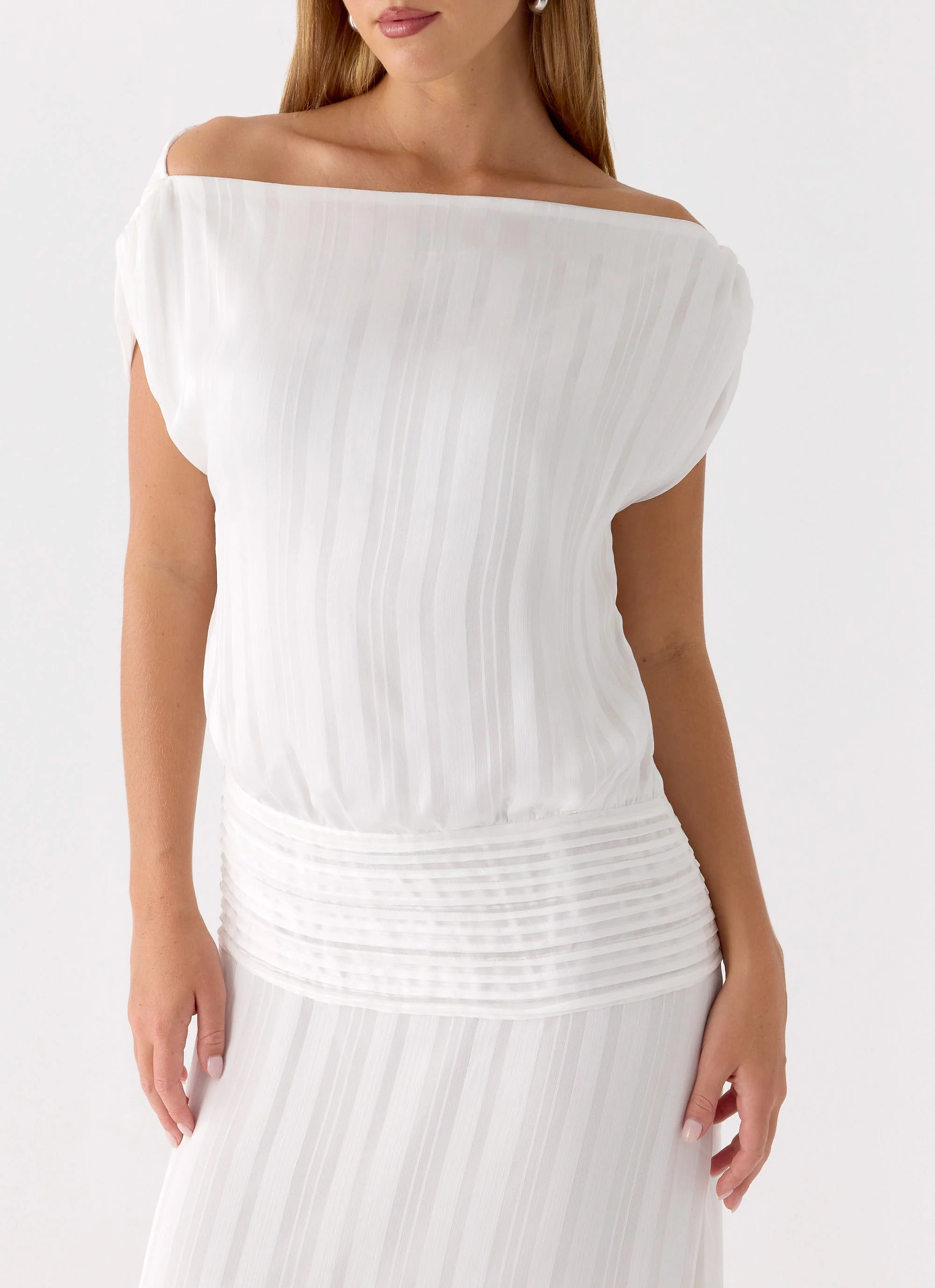 Rexi One Shoulder Maxi Dress - White - Image 8