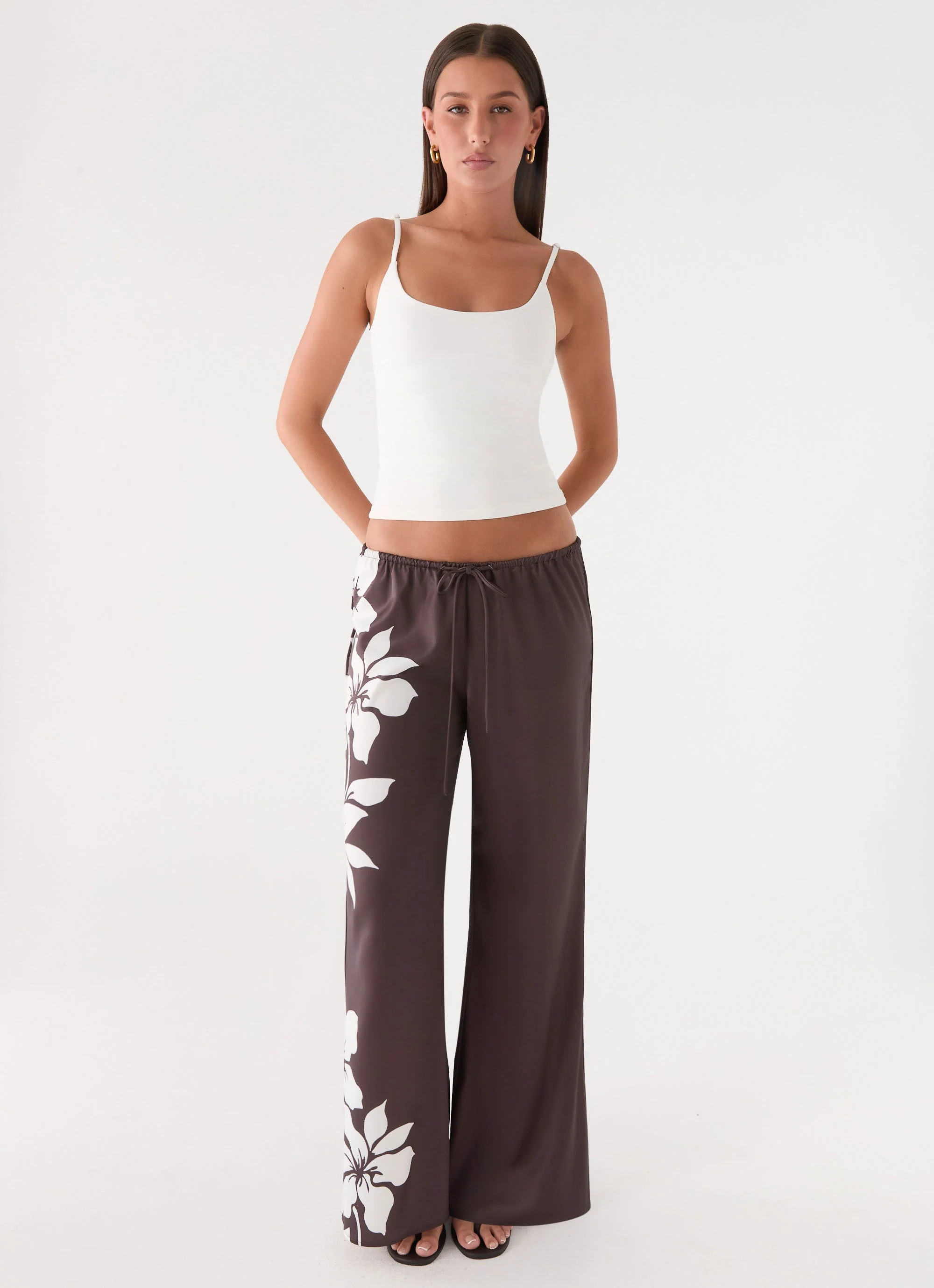 Sorena Low Rise Flared Pants - Chocolate Tropic Floral - Image 8