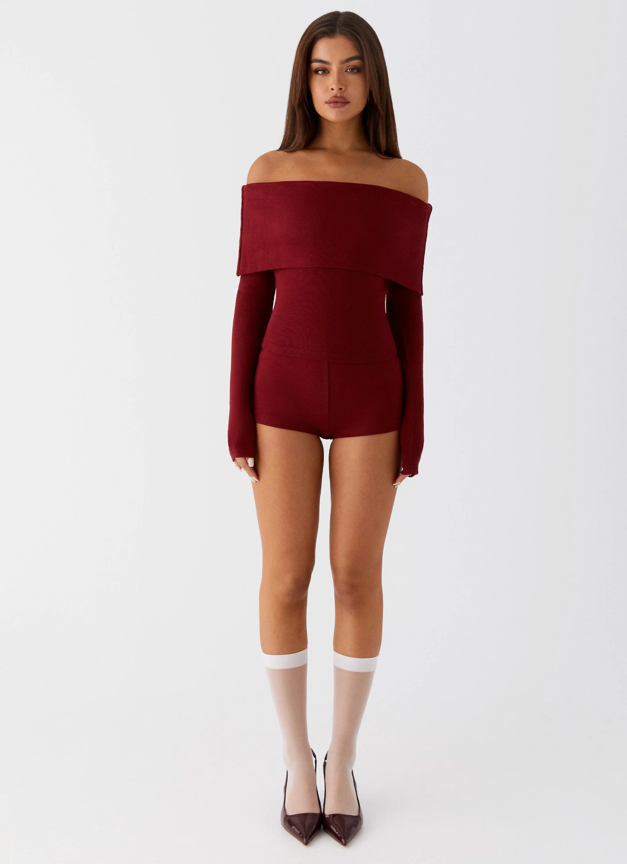 Spectate Long Sleeve Top - Maroon - Image 3