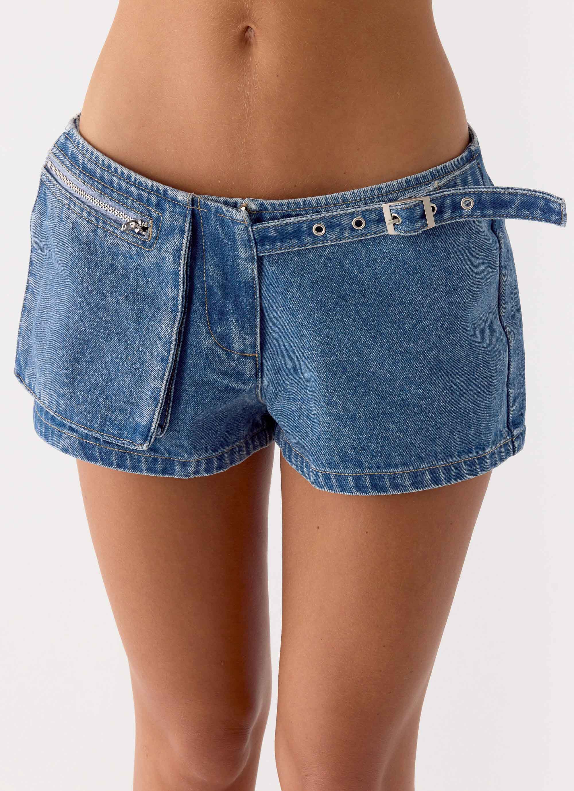 Tatina Denim Mini Shorts - Blue - Image 7