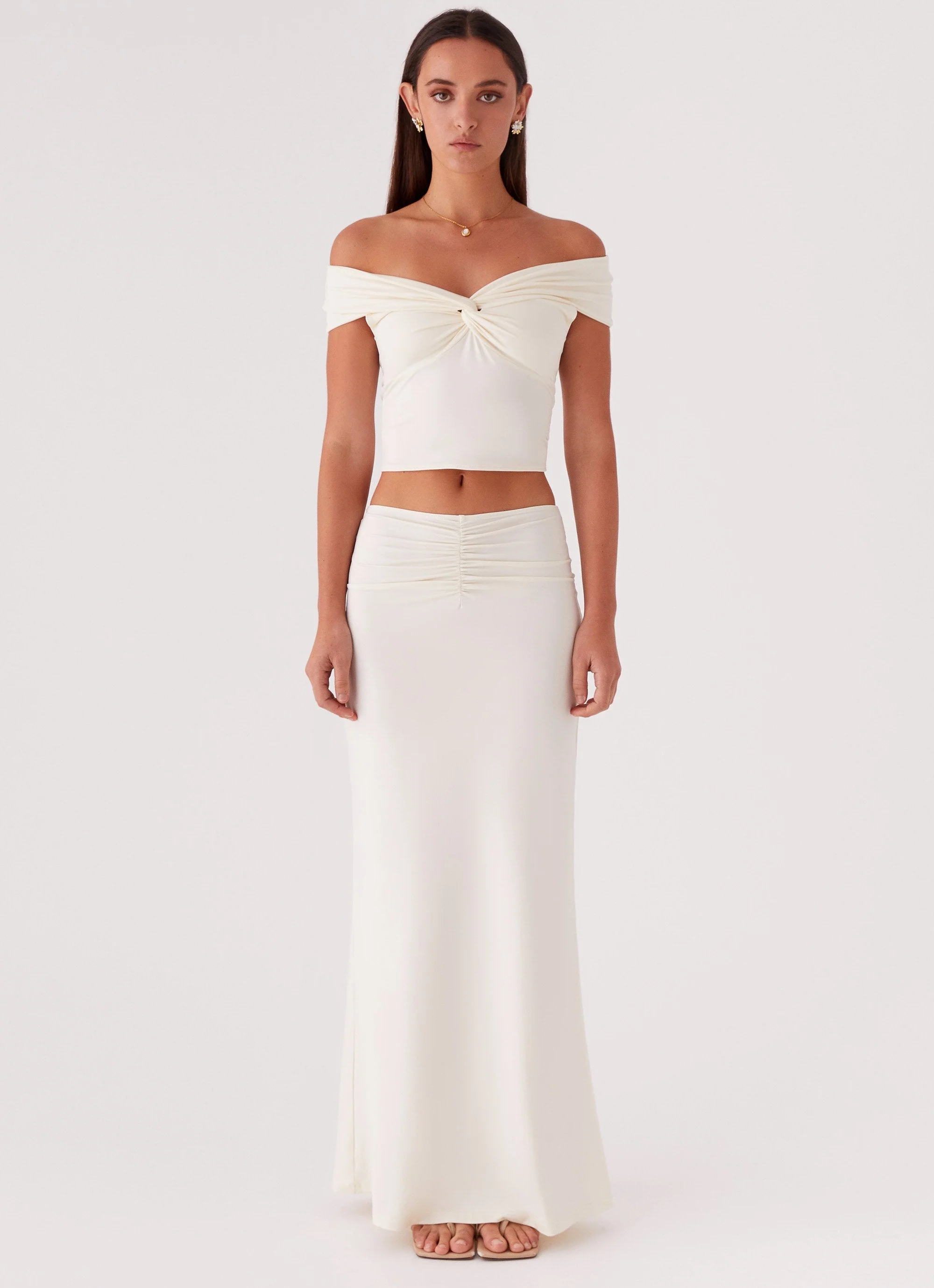 Trixie Twist Off Shoulder Top - Ivory - Image 2