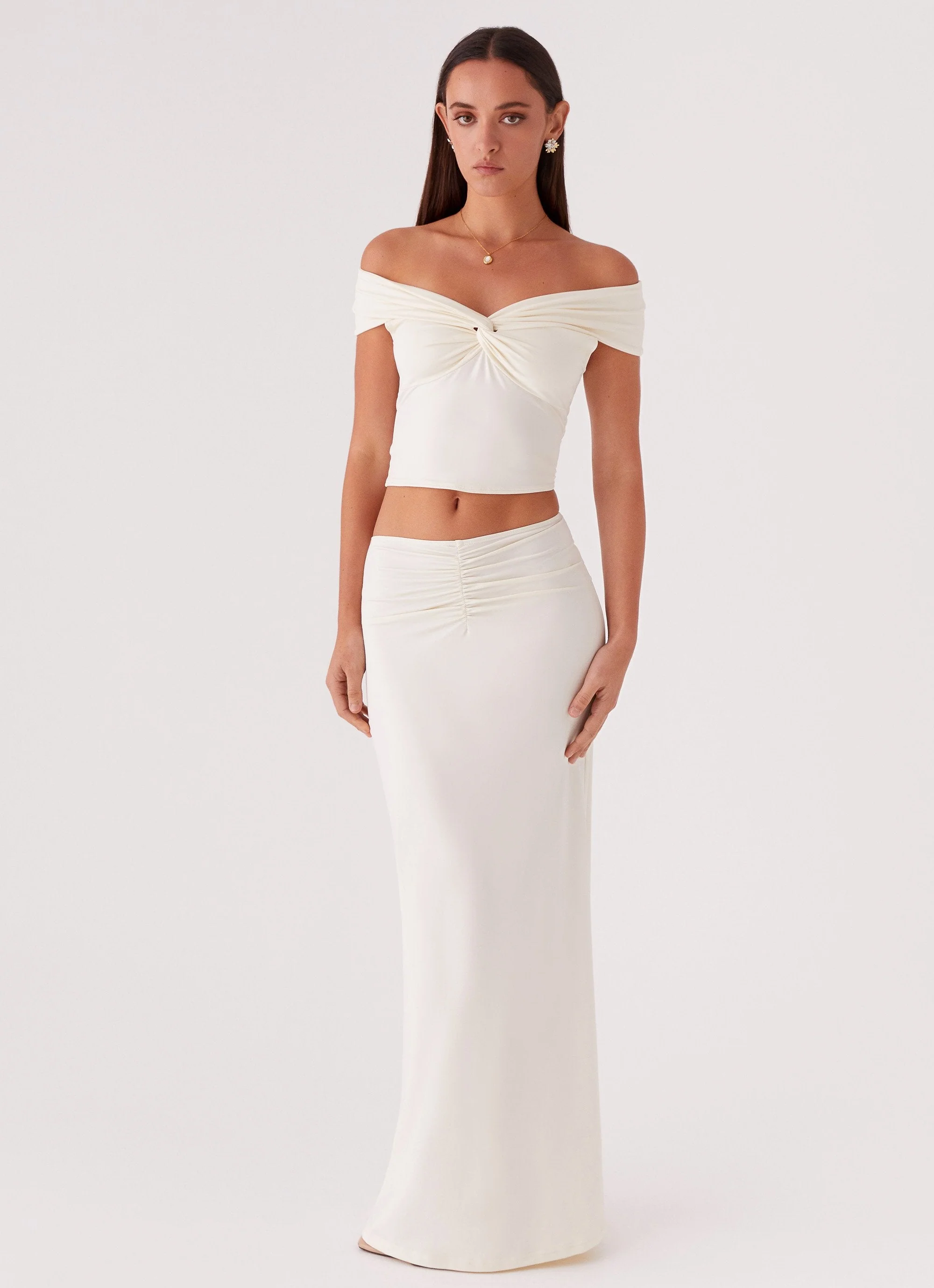 Trixie Twist Off Shoulder Top - Ivory - Image 5