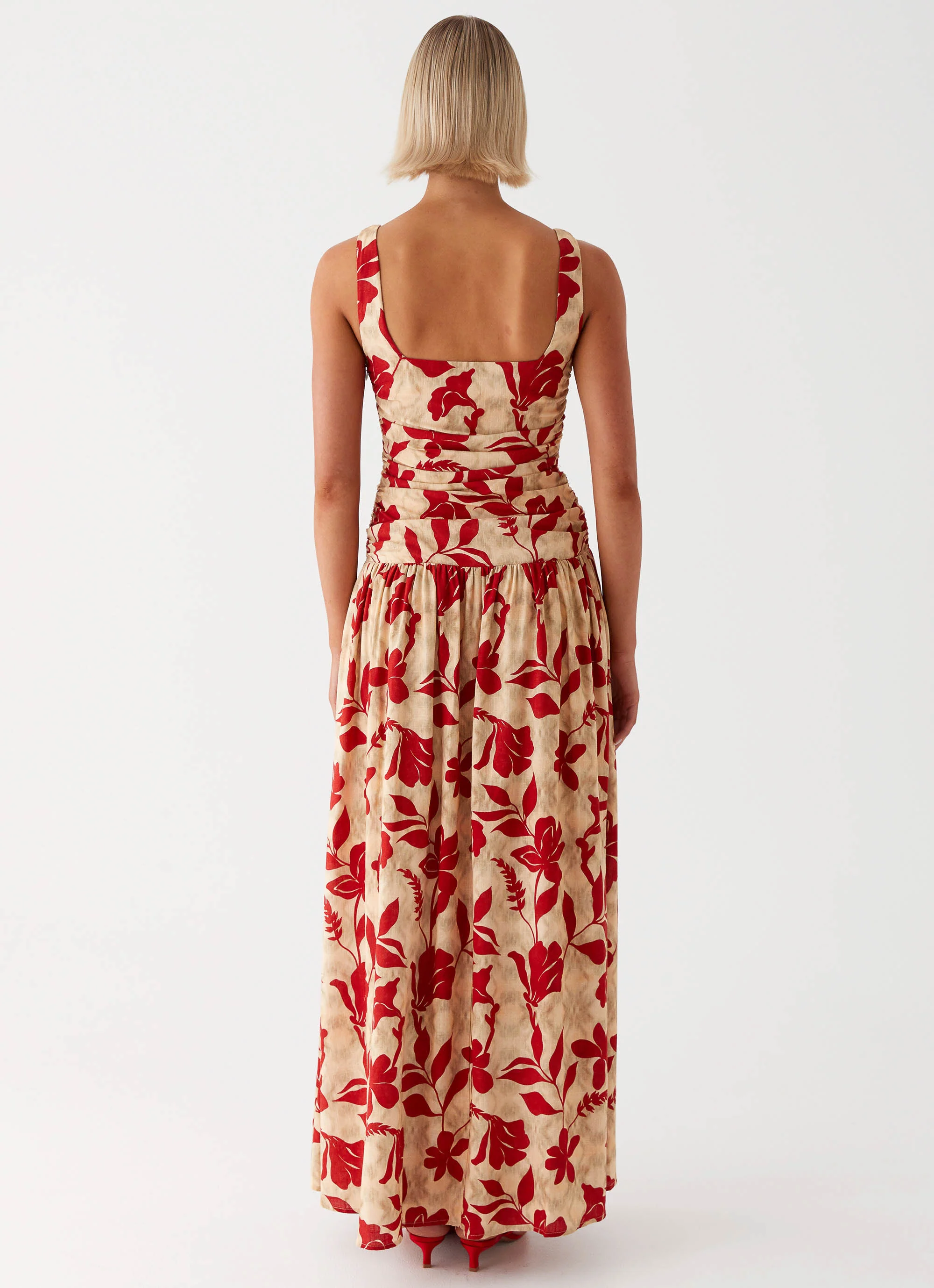 Zinna Linen Maxi Dress - Red - Image 3
